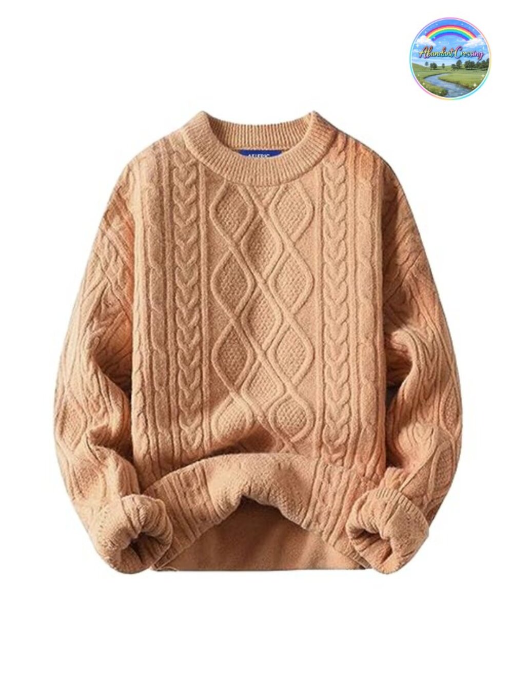 Oversized 90s Vintage Cable Knit Sweater Women Crewneck Pullover Acrylic